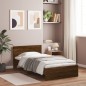 vidaXL Bettgestell mit Kopfteil und LED-Leuchten Braun Eiche 100x200cm vidaXL Bettgestell mit Kopfteil und LED-Leuchten Braun Eiche 100x200cm