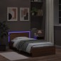 vidaXL Bettgestell mit Kopfteil und LED-Leuchten Braun Eiche 100x200cm vidaXL Bettgestell mit Kopfteil und LED-Leuchten Braun Eiche 100x200cm