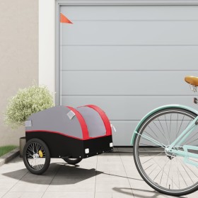 vidaXL Fahrradanhänger Schwarz und Rot 30 kg Eisen