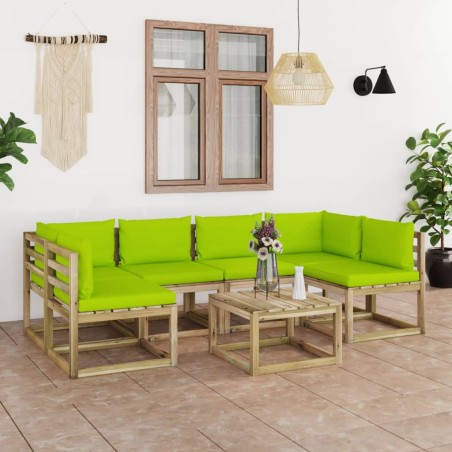 7-tlg. Garten-Lounge-Set mit Kissen Imprägniertes Kiefernholz