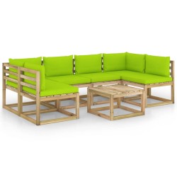 7-tlg. Garten-Lounge-Set mit Kissen Imprägniertes Kiefernholz