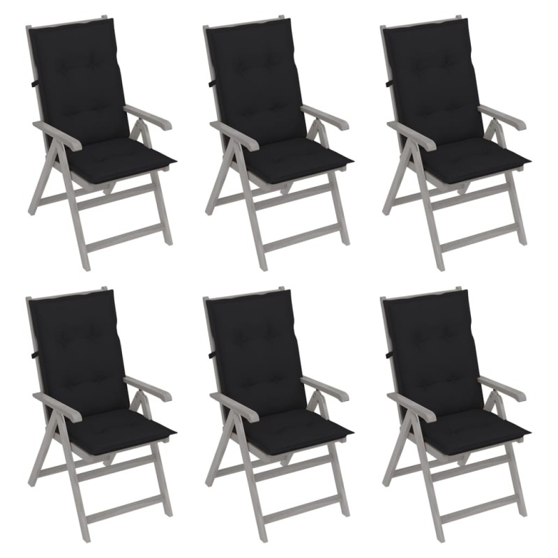 Verstellbare Gartenstühle 6 Stk. mit Auflagen Massivholz Akazie Verstellbare Gartenstühle 6 Stk. mit Auflagen Massivholz Akazie