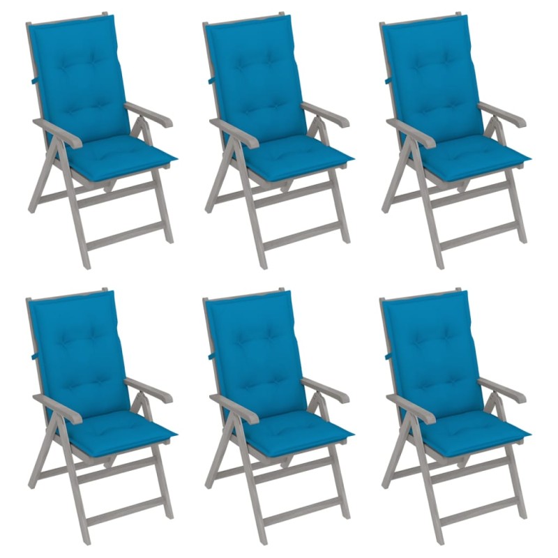 Verstellbare Gartenstühle 6 Stk. mit Auflagen Massivholz Akazie Verstellbare Gartenstühle 6 Stk. mit Auflagen Massivholz Akazie