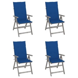 Verstellbare Gartenstühle 4 Stk. mit Auflagen Massivholz Akazie