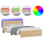vidaXL Bettgestell mit Kopfteil LED-Beleuchtung Sonoma-Eiche 135x190cm vidaXL Bettgestell mit Kopfteil LED-Beleuchtung Sonoma-Eiche 135x190cm