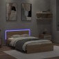 vidaXL Bettgestell mit Kopfteil LED-Beleuchtung Sonoma-Eiche 135x190cm vidaXL Bettgestell mit Kopfteil LED-Beleuchtung Sonoma-Eiche 135x190cm