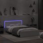 vidaXL Bettgestell mit Kopfteil LED-Beleuchtung Weiß 135x190 cm