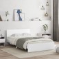 vidaXL Bettgestell mit Kopfteil LED-Beleuchtung Weiß 135x190 cm