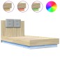 vidaXL Bettgestell mit Kopfteil und LED-Leuchten Sonoma-Eiche 75x190cm vidaXL Bettgestell mit Kopfteil und LED-Leuchten Sonoma-Eiche 75x190cm