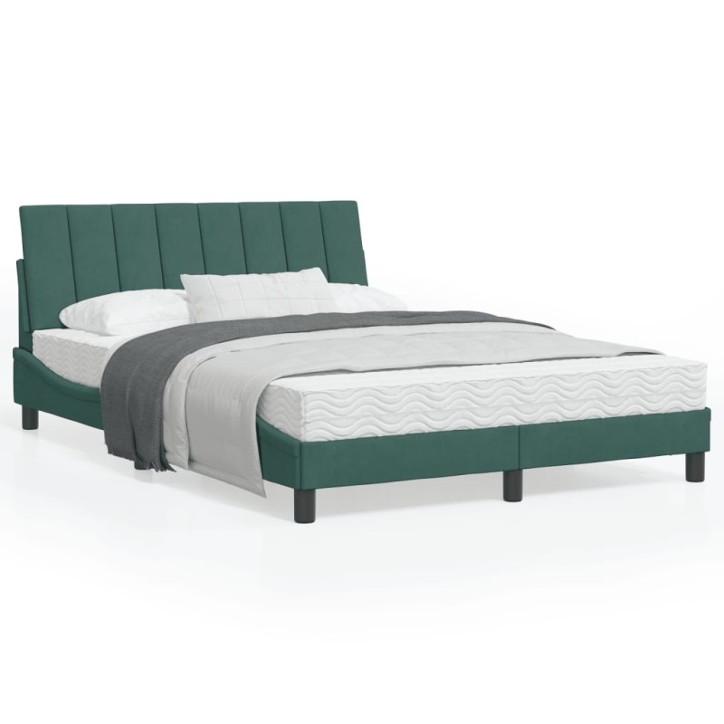 vidaXL Bettgestell mit Kopfteil Dunkelgrün 140x190 cm Samt vidaXL Bettgestell mit Kopfteil Dunkelgrün 140x190 cm Samt