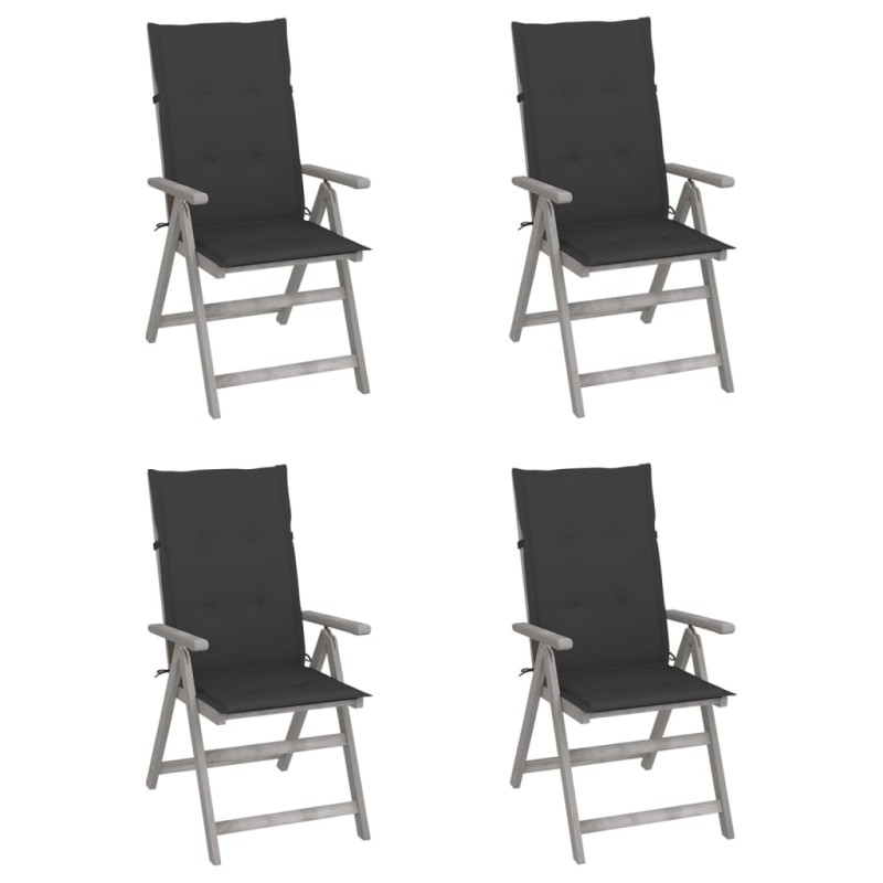 Verstellbare Gartenstühle 4 Stk. mit Auflagen Massivholz Akazie Verstellbare Gartenstühle 4 Stk. mit Auflagen Massivholz Akazie