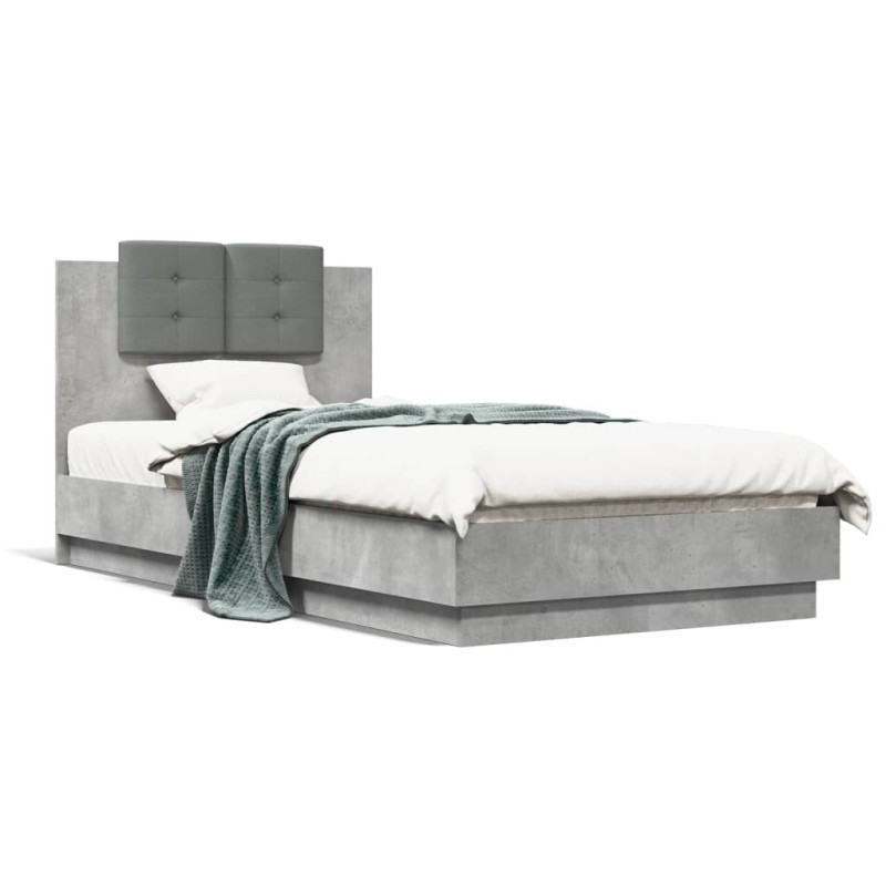 vidaXL Bettgestell mit Kopfteil Betongrau 90x190 cm Holzwerkstoff vidaXL Bettgestell mit Kopfteil Betongrau 90x190 cm Holzwerkstoff