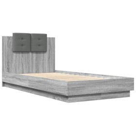 vidaXL Bettgestell mit Kopfteil Grau Sonoma 90x190 cm Holzwerkstoff