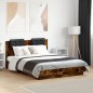 vidaXL Bettgestell mit Kopfteil und LED Räuchereiche 135x190 cm vidaXL Bettgestell mit Kopfteil und LED Räuchereiche 135x190 cm
