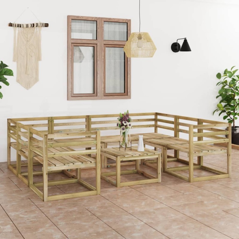 9-tlg. Garten-Lounge-Set Grün Imprägniertes Kiefernholz 9-tlg. Garten-Lounge-Set Grün Imprägniertes Kiefernholz