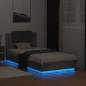 vidaXL Bettgestell mit Kopfteil und LED-Leuchten Betongrau 75x190 cm vidaXL Bettgestell mit Kopfteil und LED-Leuchten Betongrau 75x190 cm