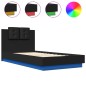 vidaXL Bettgestell mit Kopfteil und LED-Leuchten Schwarz 90x190 cm vidaXL Bettgestell mit Kopfteil und LED-Leuchten Schwarz 90x190 cm