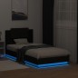 vidaXL Bettgestell mit Kopfteil und LED-Leuchten Schwarz 90x190 cm vidaXL Bettgestell mit Kopfteil und LED-Leuchten Schwarz 90x190 cm