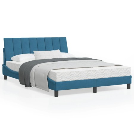 vidaXL Bettgestell mit Kopfteil Blau 140x190 cm Samt