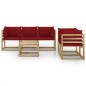 6-tlg. Garten-Lounge-Set mit Weinroten Kissen 6-tlg. Garten-Lounge-Set mit Weinroten Kissen