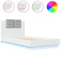 vidaXL Bettgestell mit Kopfteil und LED-Leuchten Weiß 90x190 cm vidaXL Bettgestell mit Kopfteil und LED-Leuchten Weiß 90x190 cm