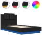 vidaXL Bettgestell mit Kopfteil und LED-Leuchten Schwarz 75x190 cm vidaXL Bettgestell mit Kopfteil und LED-Leuchten Schwarz 75x190 cm