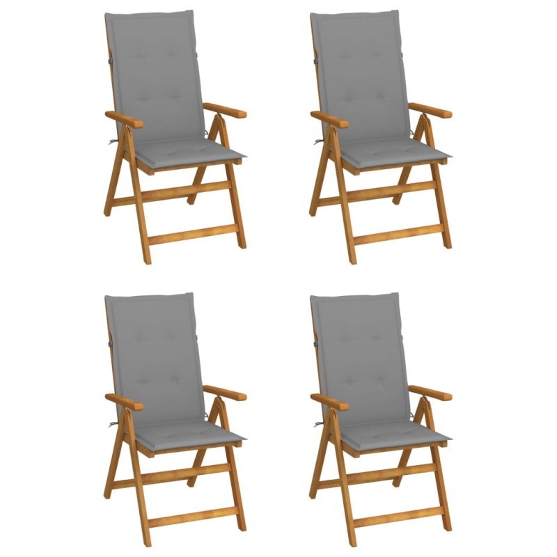 vidaXL Hochlehner Verstellbar 4 Stk. mit Auflagen Massivholz Akazie vidaXL Hochlehner Verstellbar 4 Stk. mit Auflagen Massivholz Akazie
