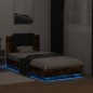 vidaXL Bettgestell mit Kopfteil und LED-Leuchten Räuchereiche 75x190cm vidaXL Bettgestell mit Kopfteil und LED-Leuchten Räuchereiche 75x190cm