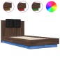 vidaXL Bettgestell mit Kopfteil und LED-Leuchten Braun Eiche 75x190 cm vidaXL Bettgestell mit Kopfteil und LED-Leuchten Braun Eiche 75x190 cm