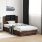 vidaXL Bettgestell mit Kopfteil und LED-Leuchten Braun Eiche 75x190 cm vidaXL Bettgestell mit Kopfteil und LED-Leuchten Braun Eiche 75x190 cm