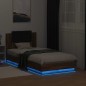 vidaXL Bettgestell mit Kopfteil und LED-Leuchten Braun Eiche 75x190 cm vidaXL Bettgestell mit Kopfteil und LED-Leuchten Braun Eiche 75x190 cm
