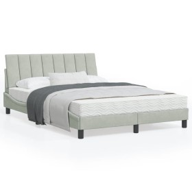 vidaXL Bettgestell ohne Matratze Hellgrau 140x190 cm Samt