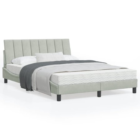 vidaXL Bettgestell ohne Matratze Hellgrau 140x190 cm Samt