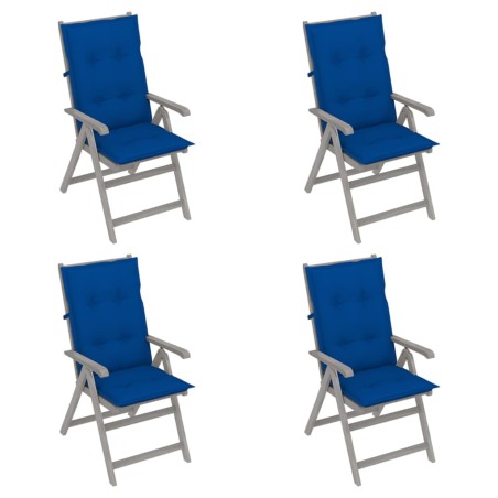 Verstellbare Gartenstühle 4 Stk. mit Auflagen Massivholz Akazie