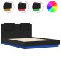 vidaXL Bettgestell mit Kopfteil und LED Schwarz 120x190 cm vidaXL Bettgestell mit Kopfteil und LED Schwarz 120x190 cm