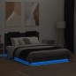 vidaXL Bettgestell mit Kopfteil und LED Schwarz 120x190 cm vidaXL Bettgestell mit Kopfteil und LED Schwarz 120x190 cm