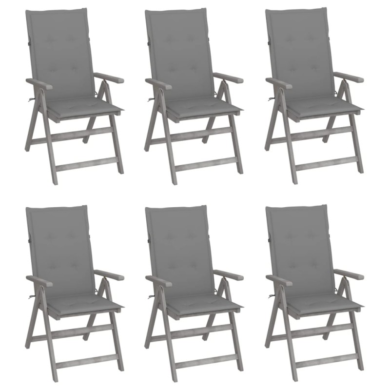 vidaXL Hochlehner Verstellbar 6 Stk. mit Auflagen Massivholz Akazie vidaXL Hochlehner Verstellbar 6 Stk. mit Auflagen Massivholz Akazie