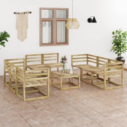 9-tlg. Garten-Lounge-Set Grün Imprägniertes Kiefernholz