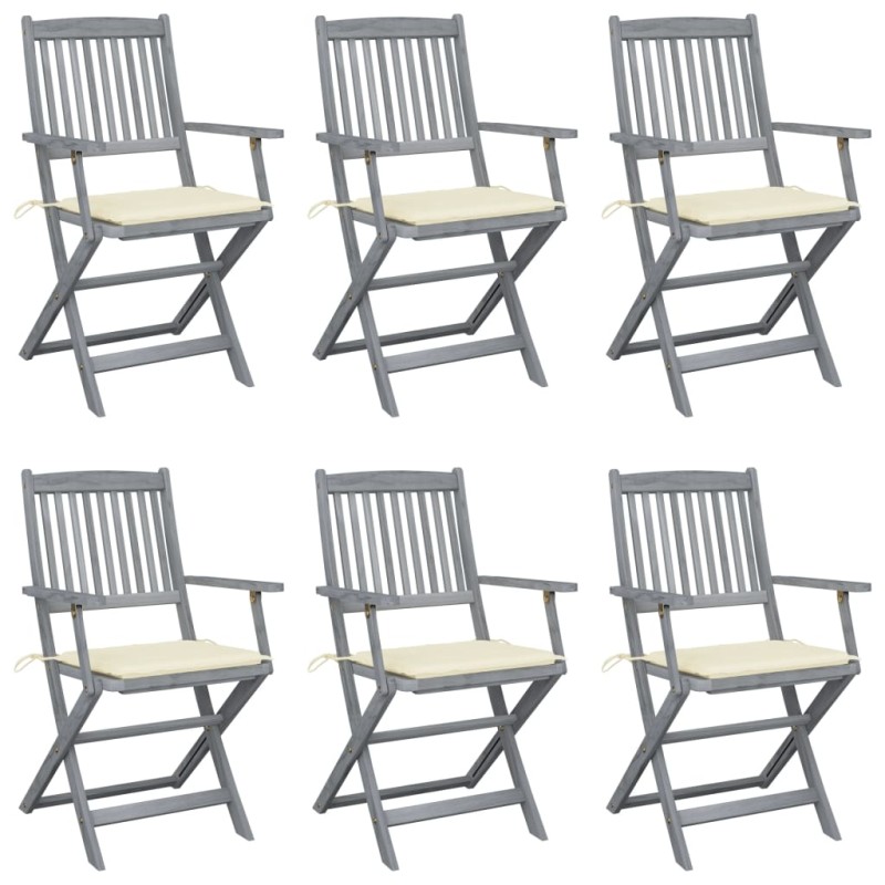 Klappbare Gartenstühle 6 Stk. mit Sitzkissen Massivholz Akazie Klappbare Gartenstühle 6 Stk. mit Sitzkissen Massivholz Akazie