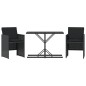 vidaXL 3-tlg. Bistro-Set mit Kissen Schwarz Poly Rattan vidaXL 3-tlg. Bistro-Set mit Kissen Schwarz Poly Rattan
