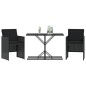vidaXL 3-tlg. Bistro-Set mit Kissen Schwarz Poly Rattan vidaXL 3-tlg. Bistro-Set mit Kissen Schwarz Poly Rattan