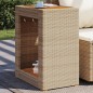 vidaXL Garten-Beistelltisch mit Holzplatte Beige Poly Rattan vidaXL Garten-Beistelltisch mit Holzplatte Beige Poly Rattan