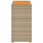 vidaXL Garten-Beistelltisch mit Holzplatte Beige Poly Rattan vidaXL Garten-Beistelltisch mit Holzplatte Beige Poly Rattan