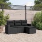 vidaXL 4-tlg. Garten-Sofagarnitur mit Kissen Schwarz Poly Rattan vidaXL 4-tlg. Garten-Sofagarnitur mit Kissen Schwarz Poly Rattan