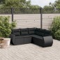 vidaXL 5-tlg. Garten-Sofagarnitur mit Kissen Schwarz Poly Rattan vidaXL 5-tlg. Garten-Sofagarnitur mit Kissen Schwarz Poly Rattan