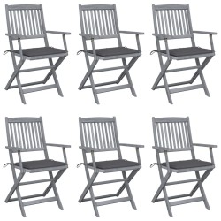 vidaXL Klappbare Gartenstühle 6 Stk. mit Sitzkissen Massivholz Akazie
