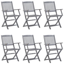 vidaXL Klappbare Gartenstühle 6 Stk. mit Sitzkissen Massivholz Akazie