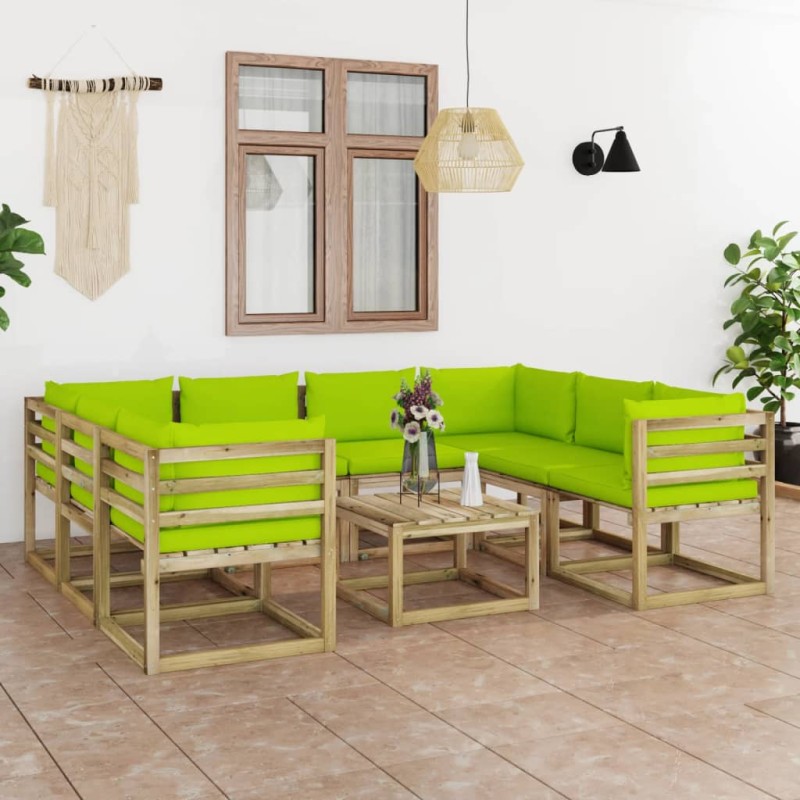 9-tlg. Garten-Lounge-Set mit Kissen Imprägniertes Kiefernholz 9-tlg. Garten-Lounge-Set mit Kissen Imprägniertes Kiefernholz