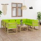 9-tlg. Garten-Lounge-Set mit Kissen Imprägniertes Kiefernholz 9-tlg. Garten-Lounge-Set mit Kissen Imprägniertes Kiefernholz