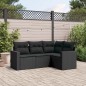 vidaXL 4-tlg. Garten-Sofagarnitur mit Kissen Schwarz Poly Rattan vidaXL 4-tlg. Garten-Sofagarnitur mit Kissen Schwarz Poly Rattan